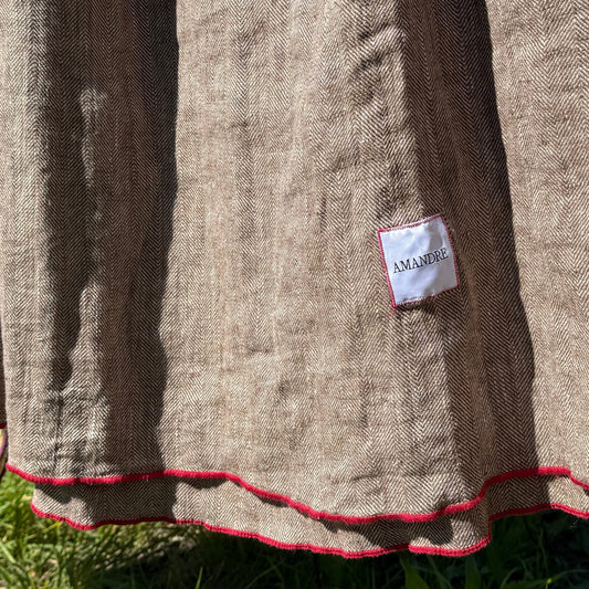 Mantel Gaua - Marrón Choco Espiga & Overlock Rojo - Amandre