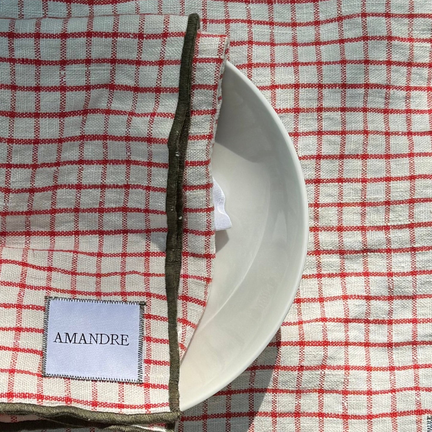 Mantel individual Sukalde - Vichy Rojo · Overlock Verde Botella - Amandre