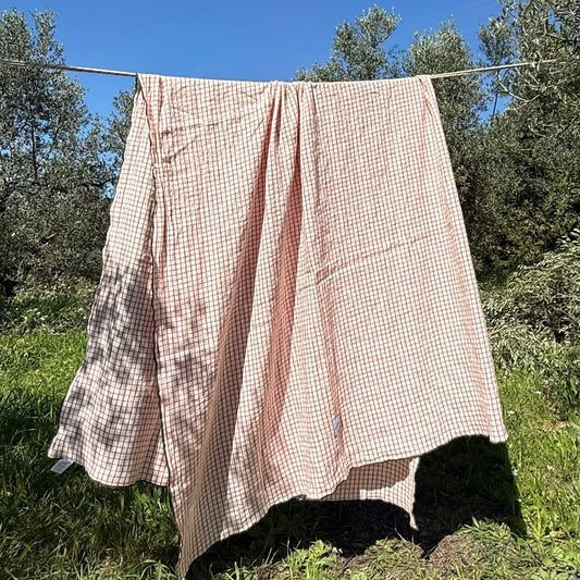 Mantel Sukalde - Vichy Rojo & Overlock Verde Botella