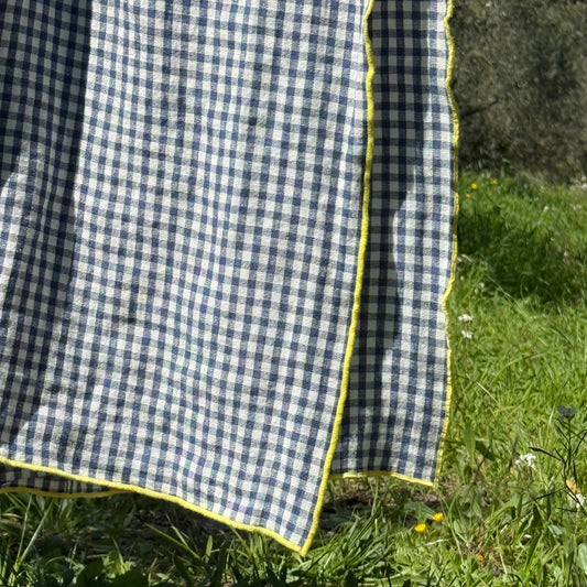 Mantel Uda - Vichy Azul & Overlock Amarillo