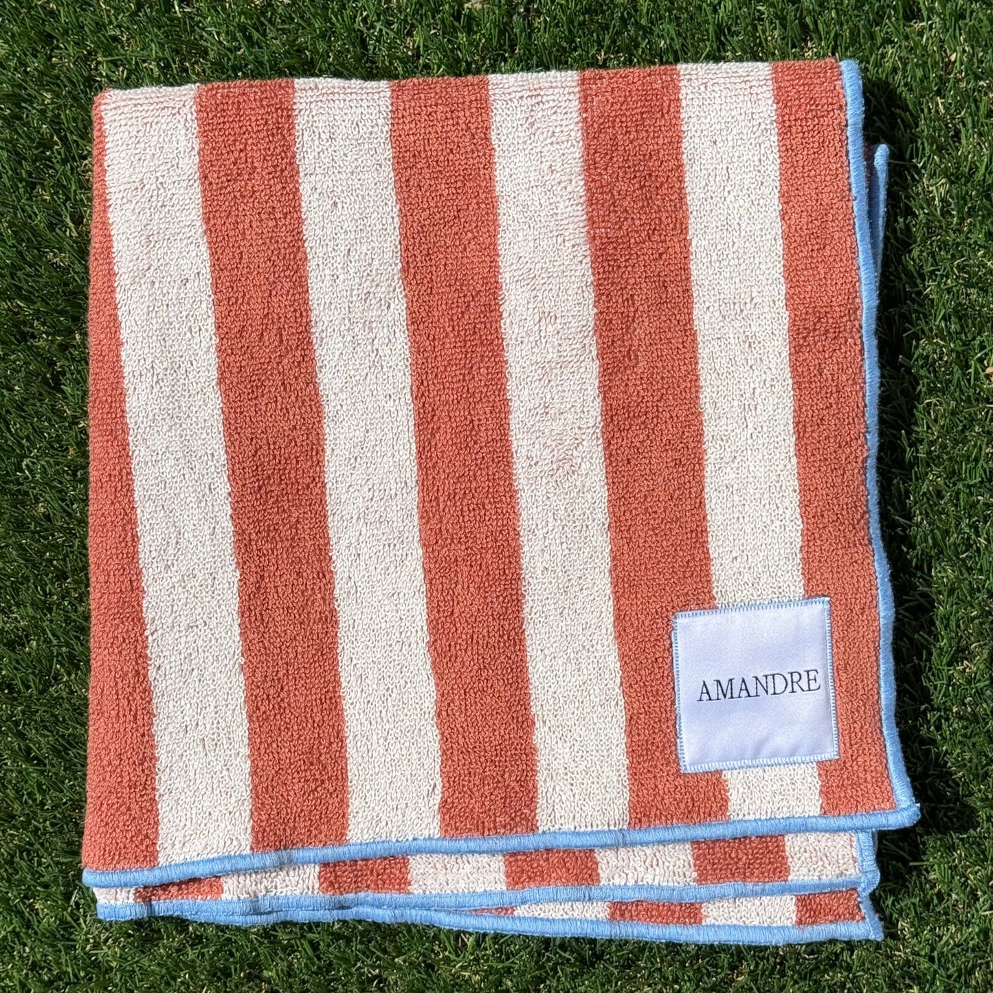 Paño de Rizo - Rayas Teja & Azul Claro