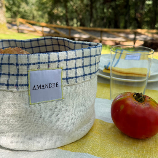Cesta Boga - Vichy Azul · Overlock amarillo - Amandre