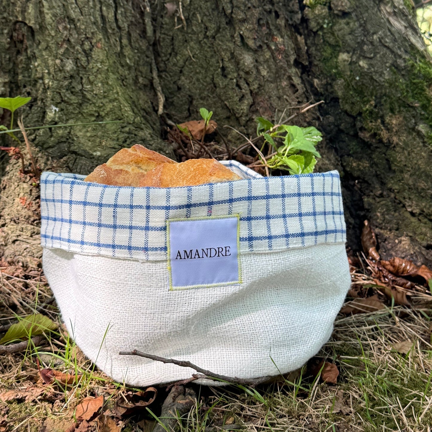 Cesta Boga - Vichy Azul · Overlock amarillo - Amandre