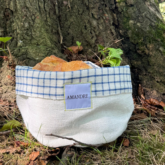 Cesta Boga - Vichy Azul · Overlock amarillo - Amandre