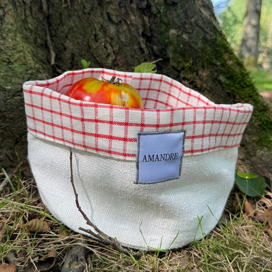 Cesta Sukalde - Vichy Rojo · Overlock Verde Botella - Amandre