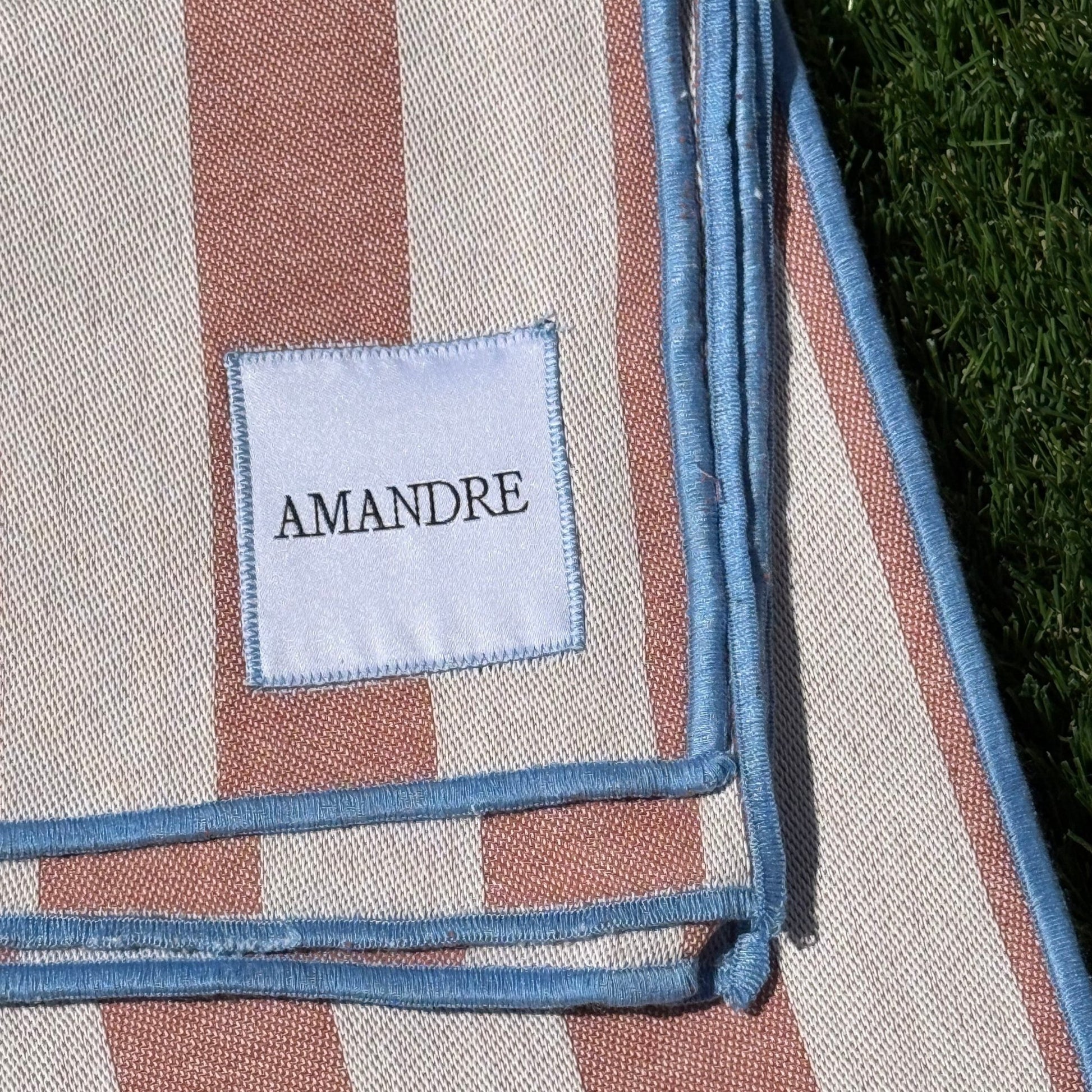 Paño de Algodón - Rayas Rosa Palo & Azul Claro - Amandre