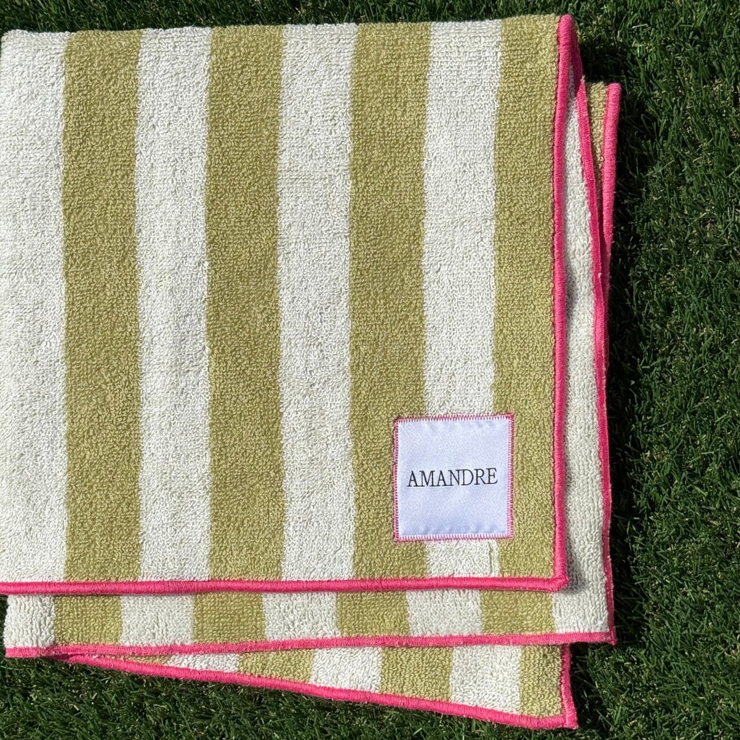 Paño de Rizo - Rayas Verde Claro & Fucsia - Amandre