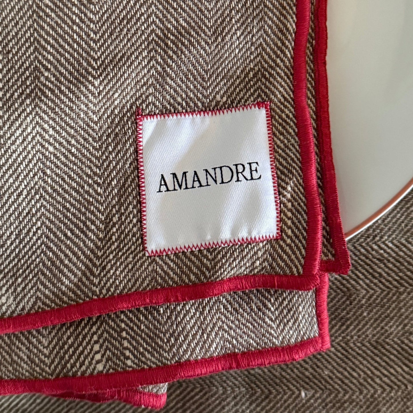 Servilleta Gaua - Marrón Choco Espiga & Rojo - Amandre