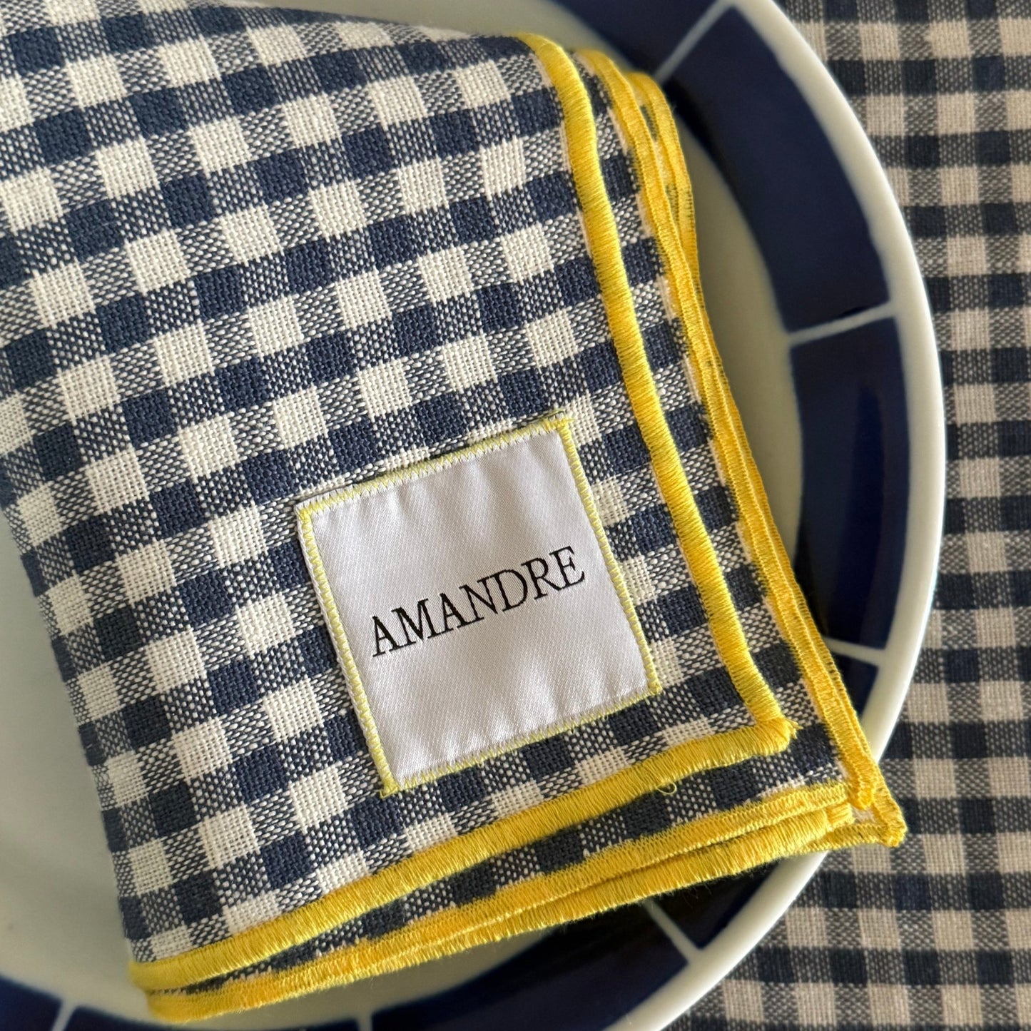 Servilleta Uda - Vichy Azul & Amarillo - Amandre